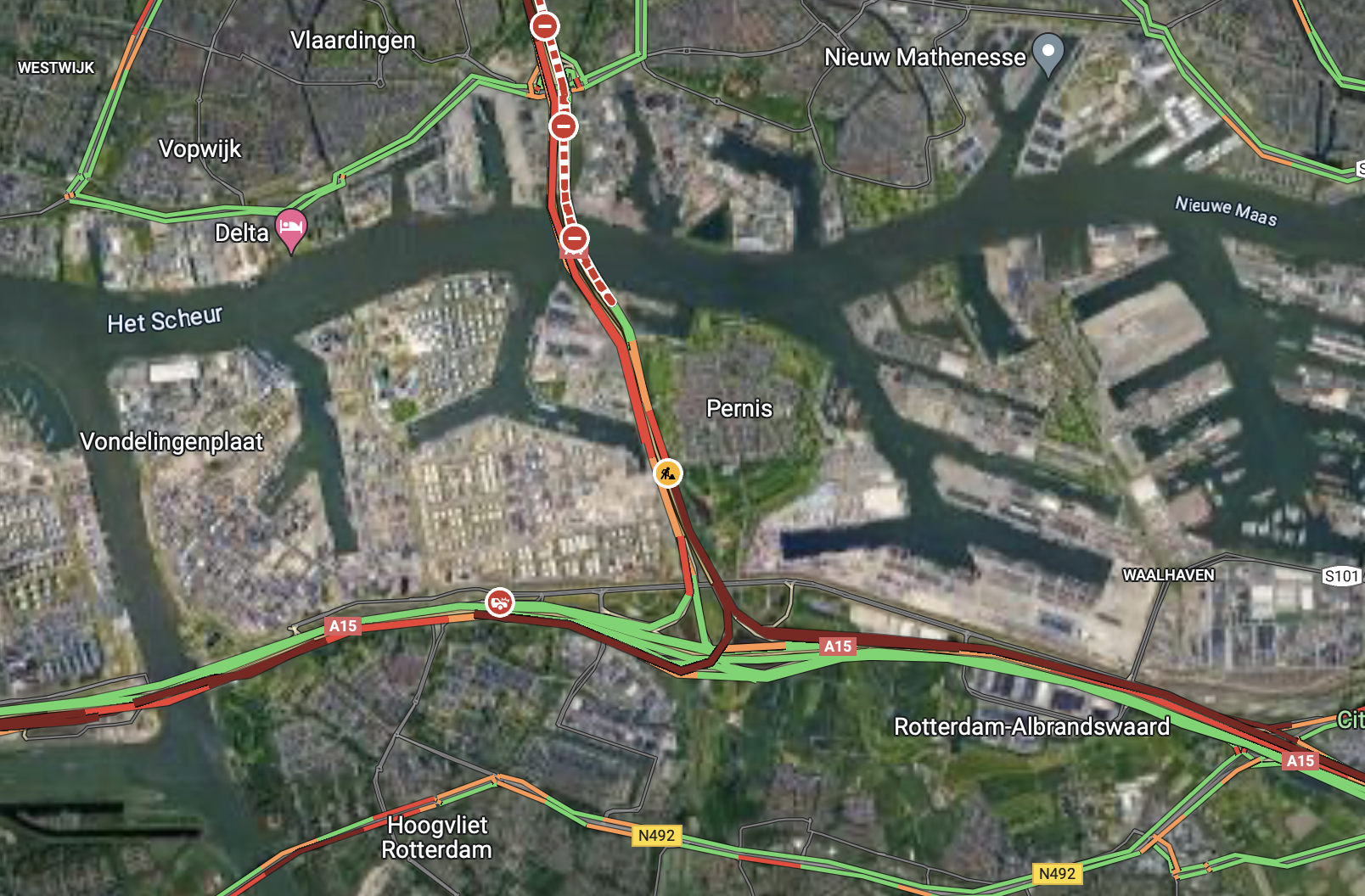 Ernstige verkeershinder na ongeval